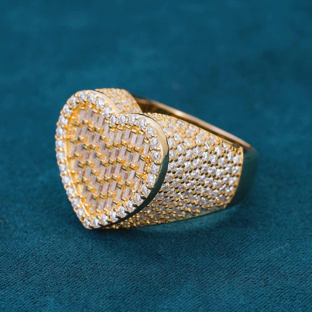 Moissanite Baguette Heart Signet Ring 14K Gold、mySite、hinf8tx79