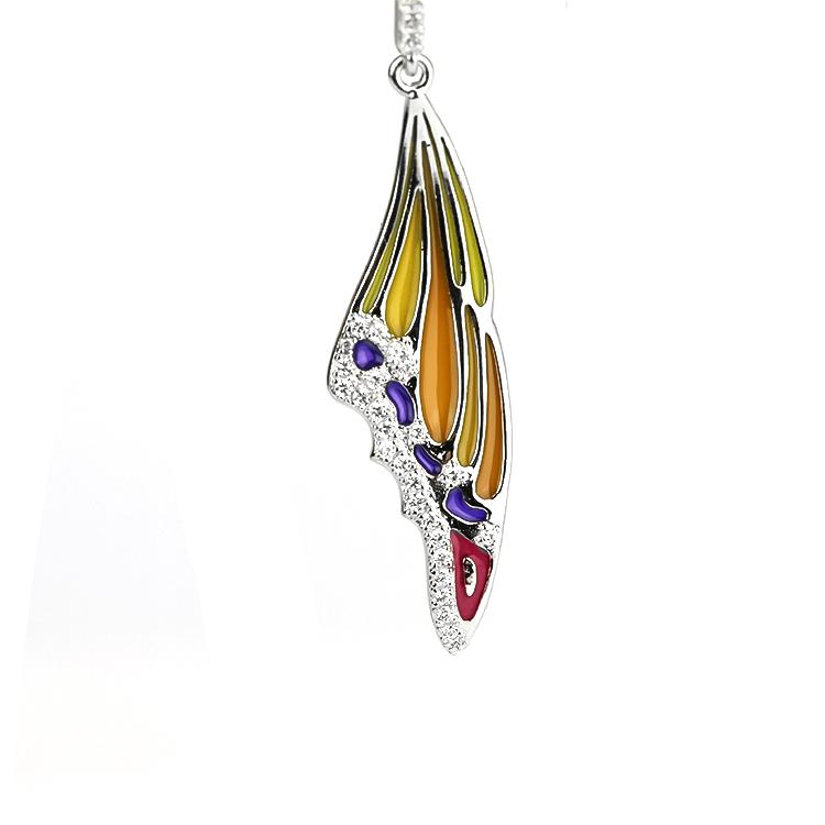 Sterling Silver Enamel Butterfly Necklace with Swarovski Crystal Top of the Line!、mySite、g9winljtr