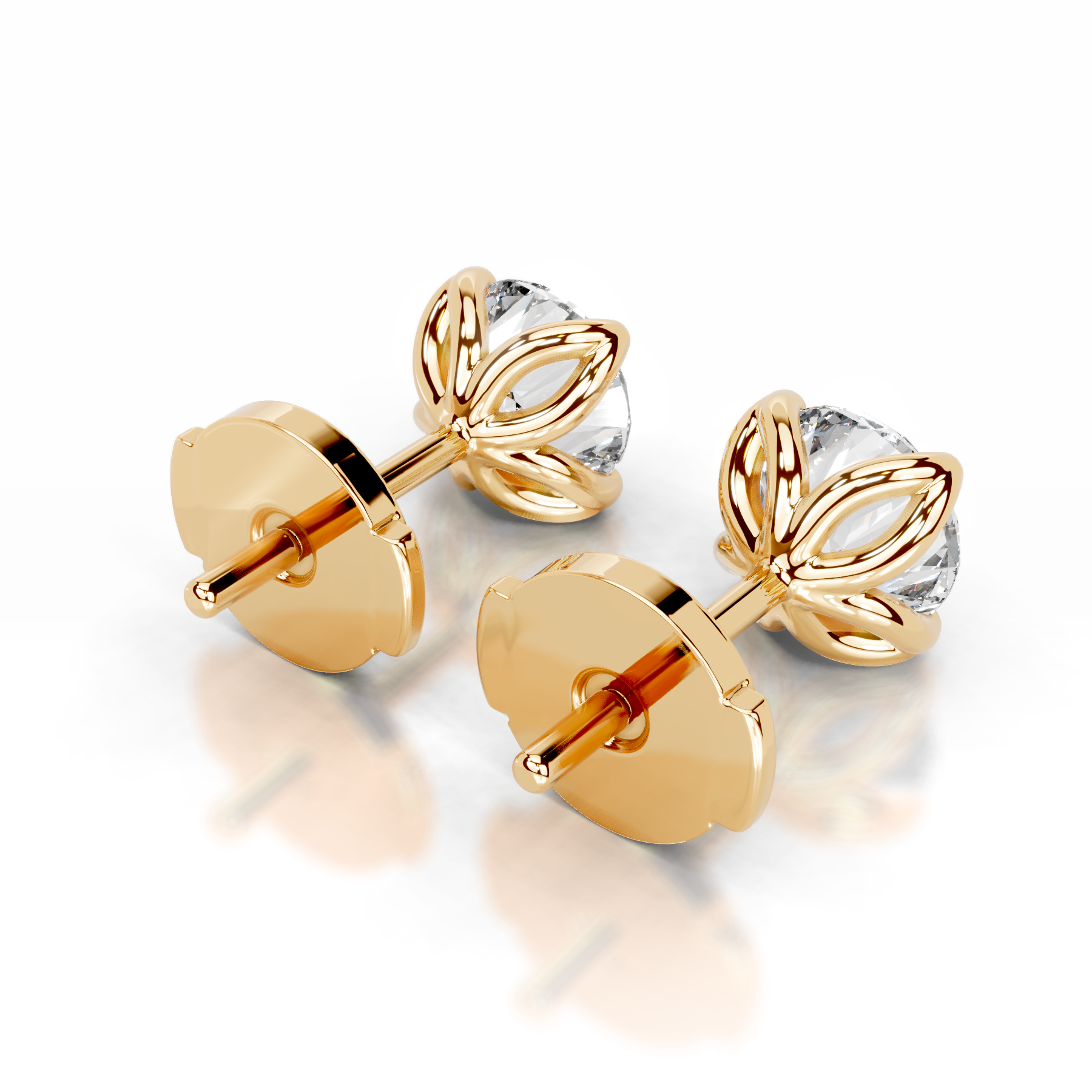 Doris Diamond Stud Earrings (4 Carat) -18K Yellow Gold、mySite、hinf8tx79