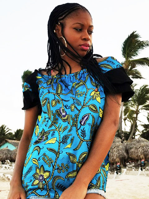 Dupsie's Exclusive Blue-Yellow African Print Top-DPXX3141、mySite、solidvoid