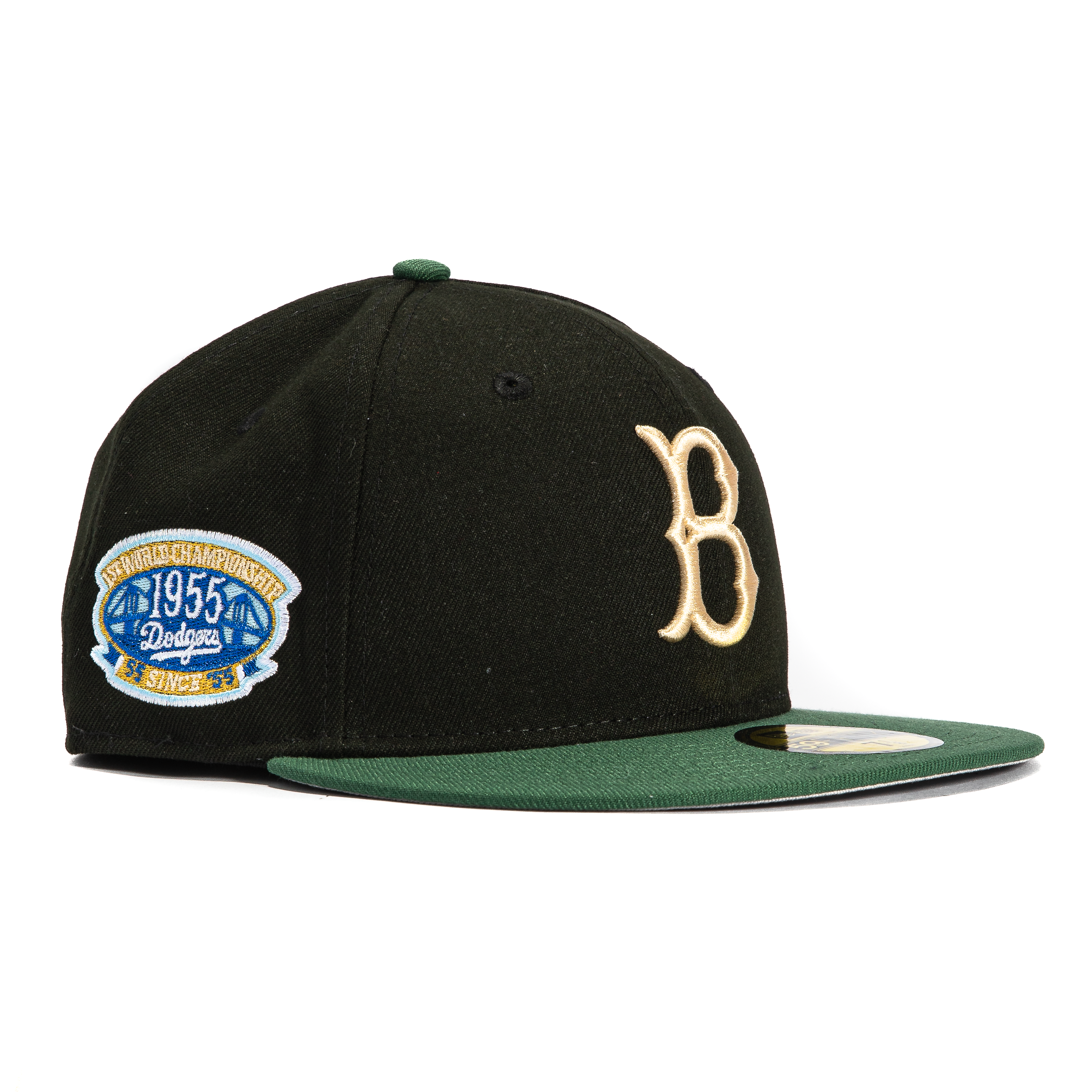 New Era 59Fifty Brooklyn Dodgers 1955 World Series Patch Hat - Black, Green、mySite、vikingsvslions