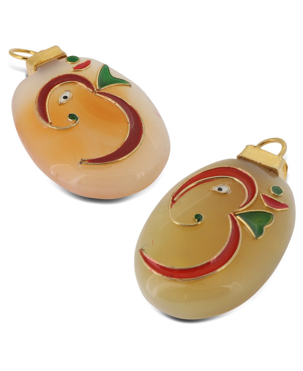 Abstract Om Ganesh Enamel Work Artistic Pendant、mySite、topwebapps