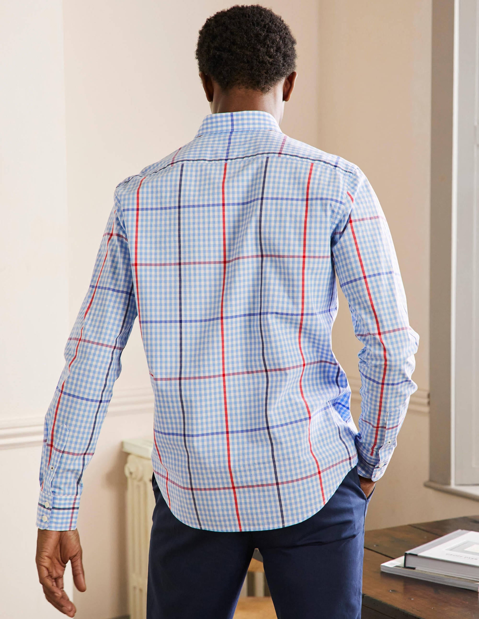  Slim Fit Classic Poplin Shirt-Heavenly Blue Check、mySite、ashleygrahame