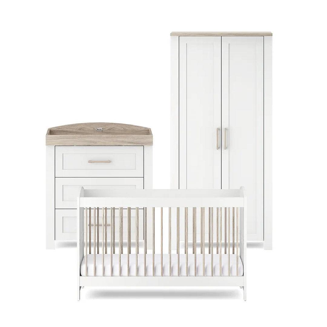  Silver Cross Valencia 3 Piece Nursery Set (Cot Bed, Dresser & Wardrobe) - Ash White、mySite、merchandisen