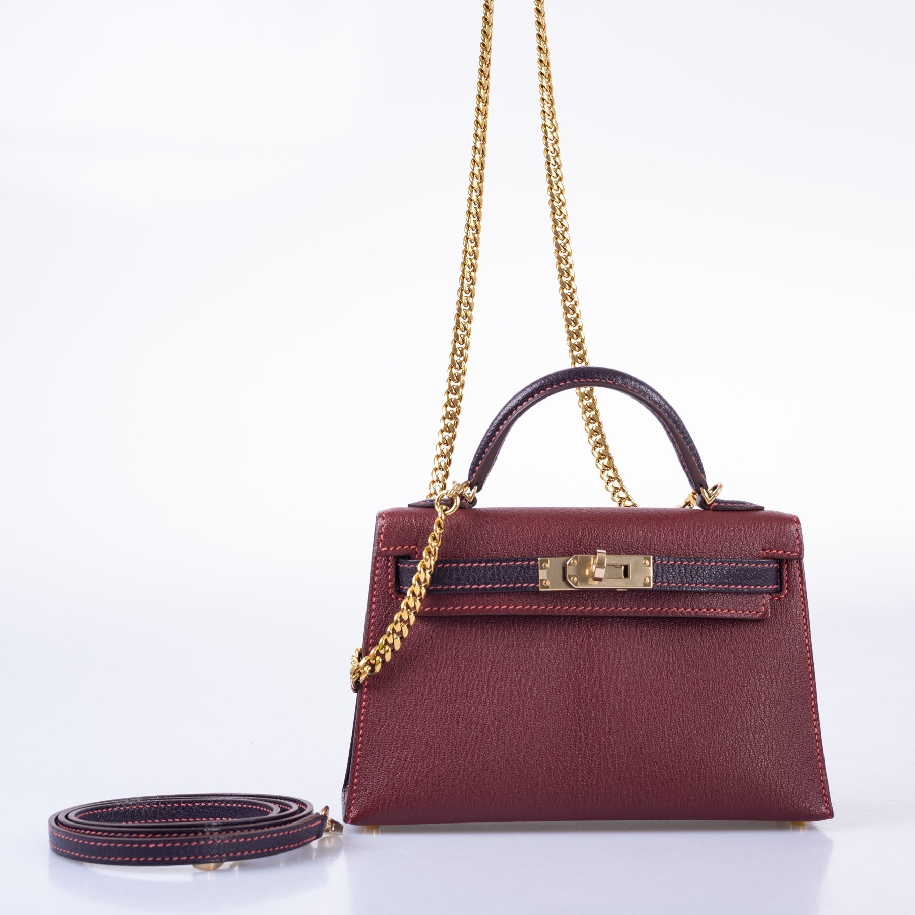 Hermès HSS Mini Kelly 20 Bordeaux and Raisin Chevre Gold Hardware、mySite、garminoutage.com