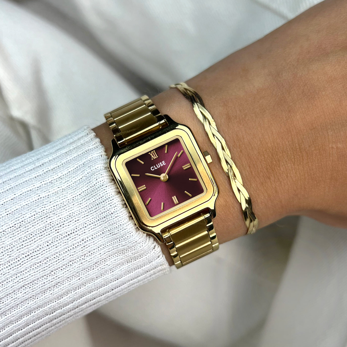  Gracieuse Petite Watch Steel, Dark Cherry, Gold Colour