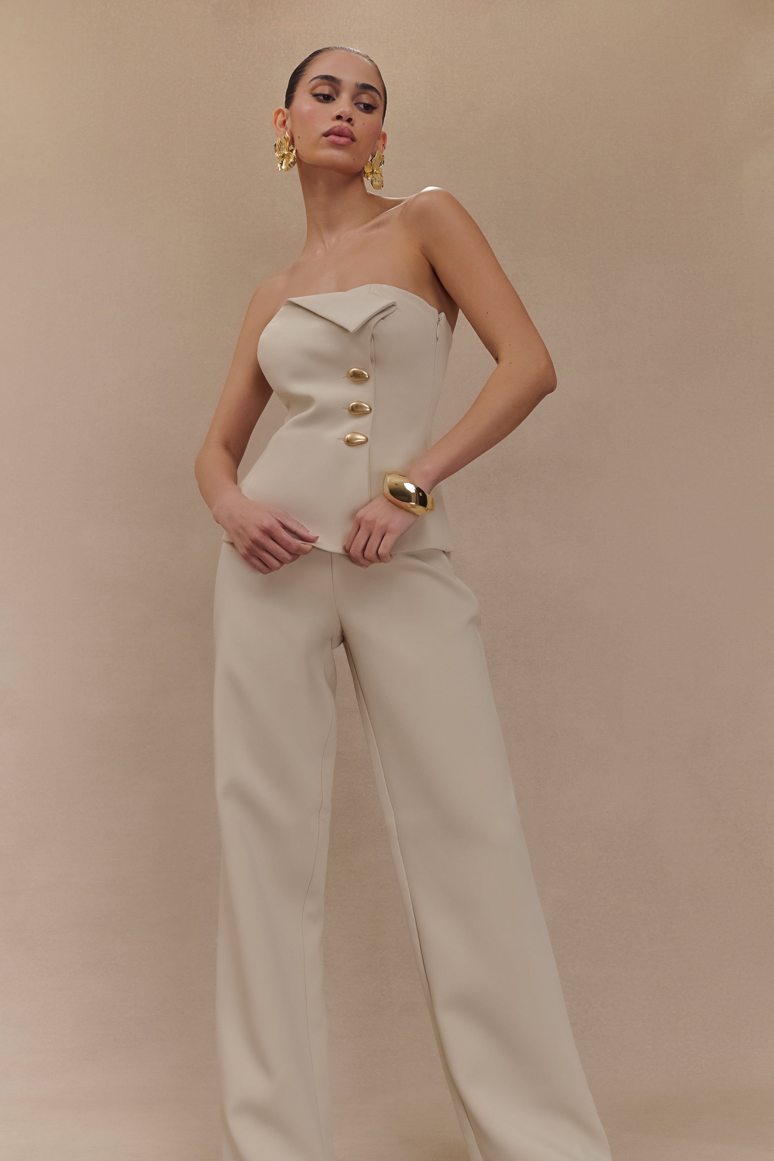 Lindie Straight Leg Suiting Pants - Sand、mySite、solidvoid