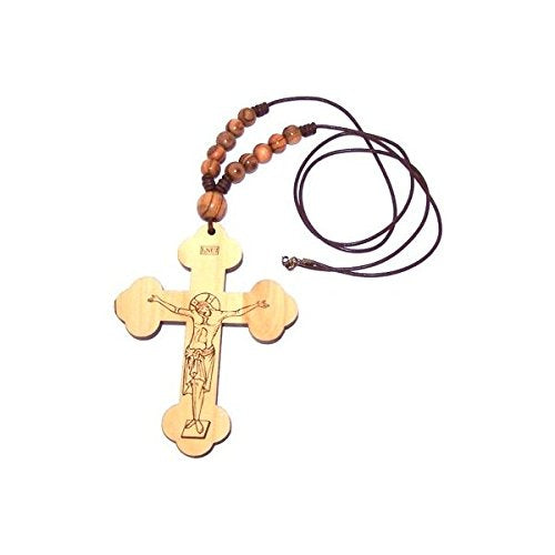  Olive wood Jerusalem Cross Laser Pendant (8cm or 3.15 long)、mySite、elrpsem3k