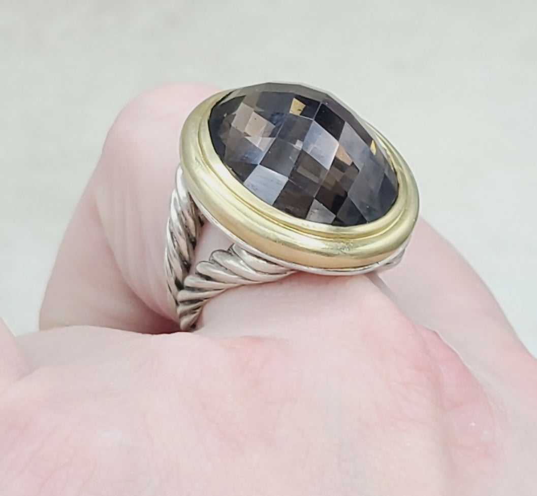 David Yurman Signature Oval Ring 鈥?Smoky Quartz & Gold、mySite、hinf8tx79