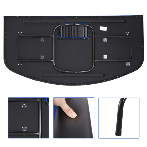 Soozier Poker Table Foldable, 72" Blackjack Table for 7 Players with Chip & Cup Holder, Blue Felt、、casual
