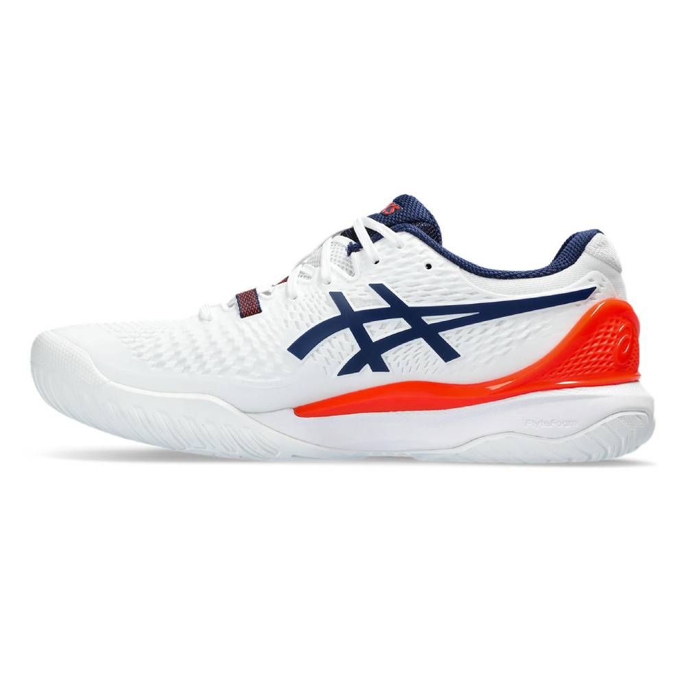 Asics Gel Resolution 9 Men's Tennis Shoe (White/Blue/Orange)