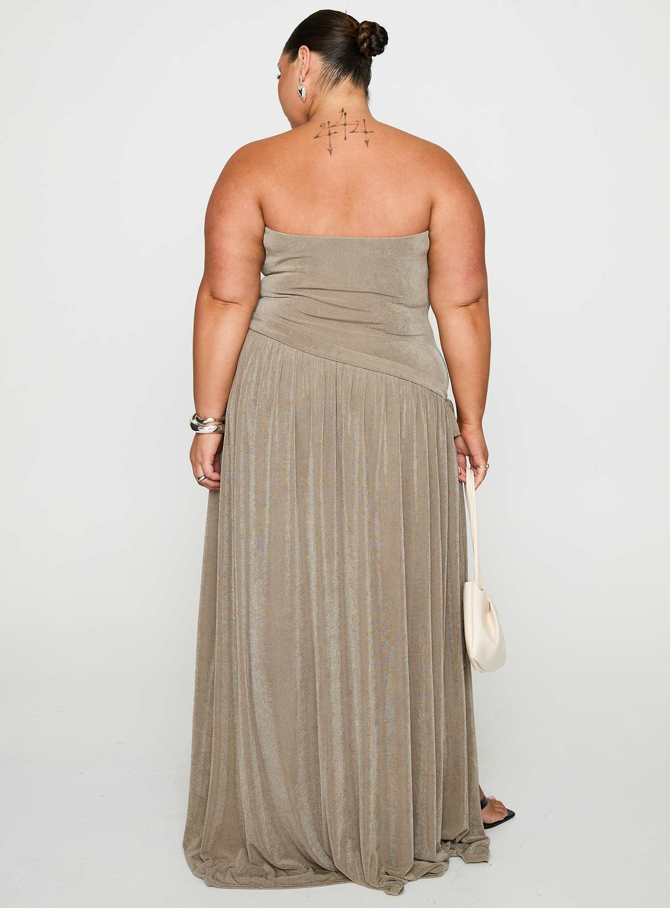 Inka Strapless Maxi Dress Taupe Curve、mySite、solidvoid