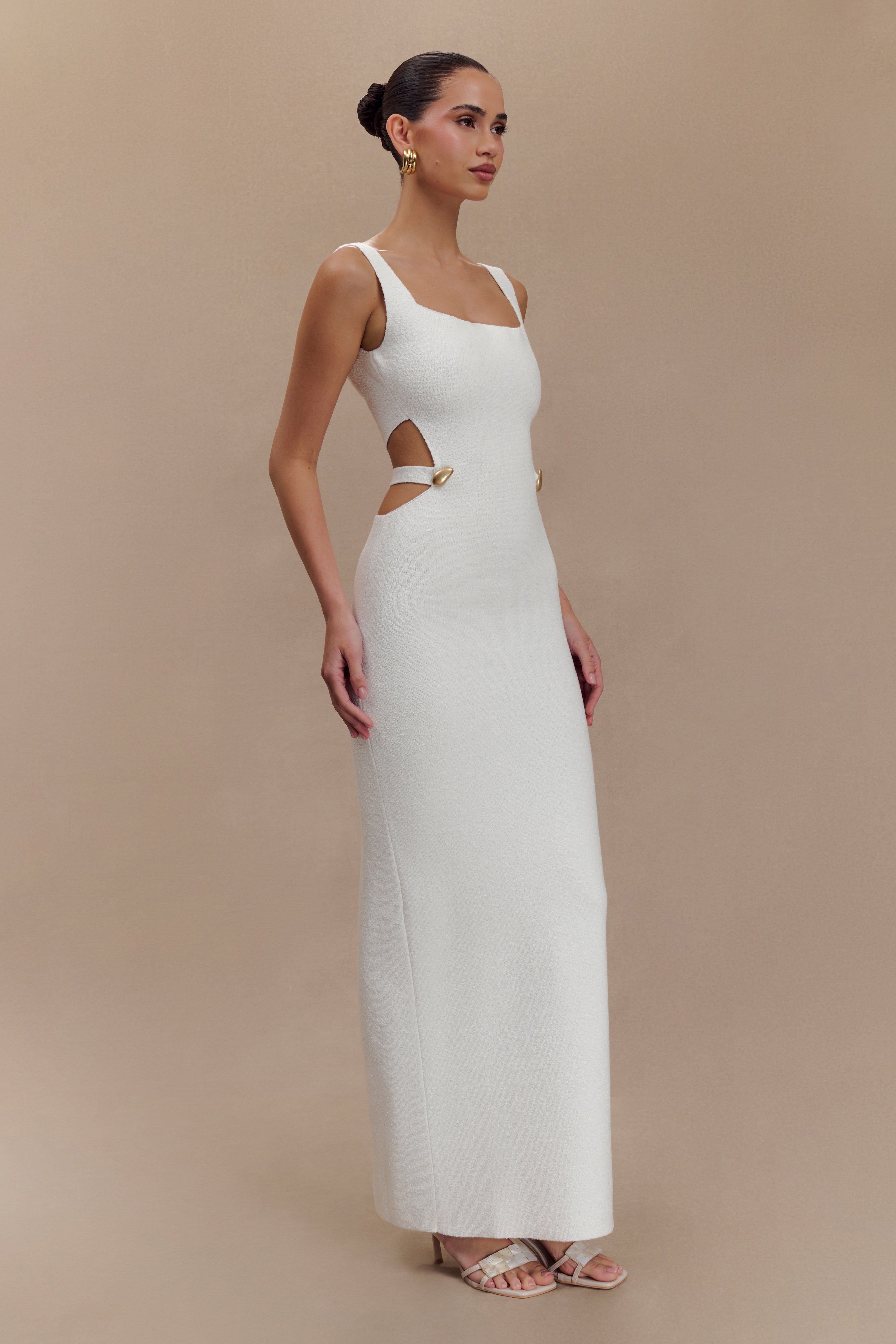 Alysanne Cut Out Knit Maxi Dress - White、mySite、solidvoid