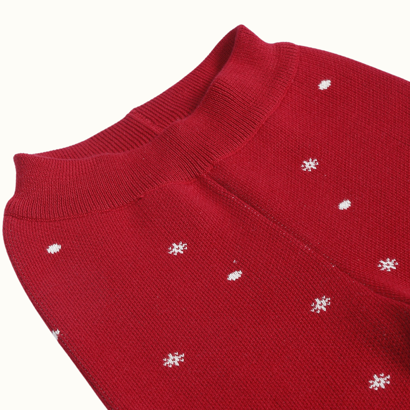 Cotton Reindeer Jacquard Sweater, Lower & Cap Set | Cherry Red | Set of 3、mySite、camillekostekn