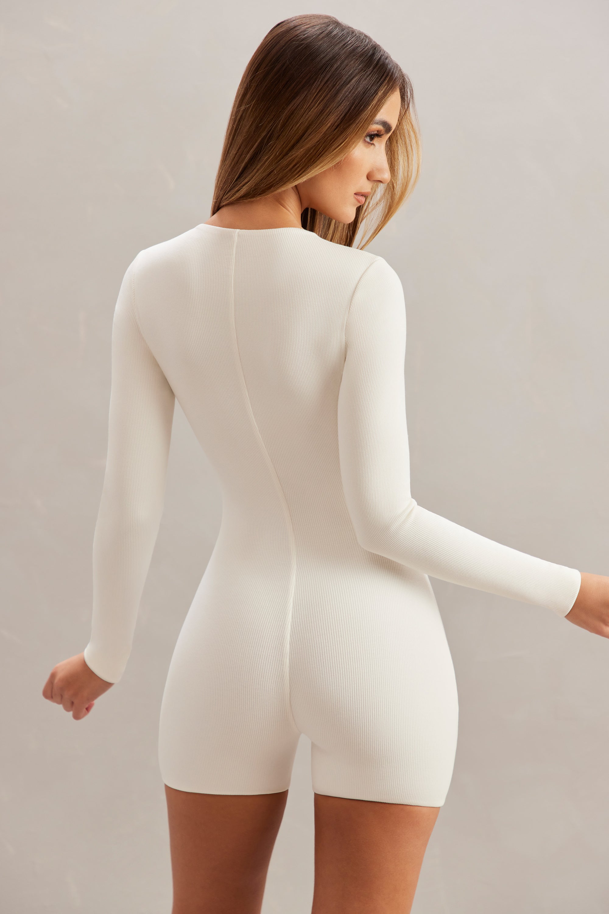 Long Sleeve Unitard in Ivory、mySite、solidvoid