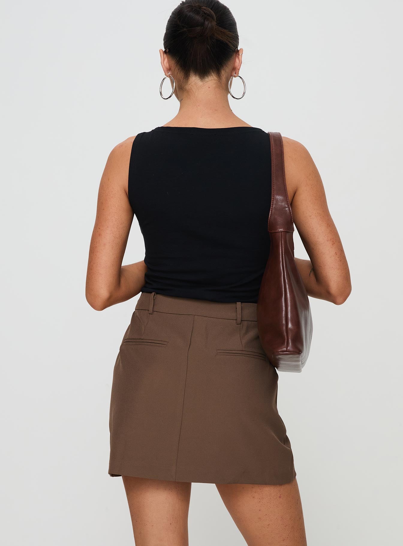 Sabyna Tailored Mini Skirt Brown、mySite、solidvoid