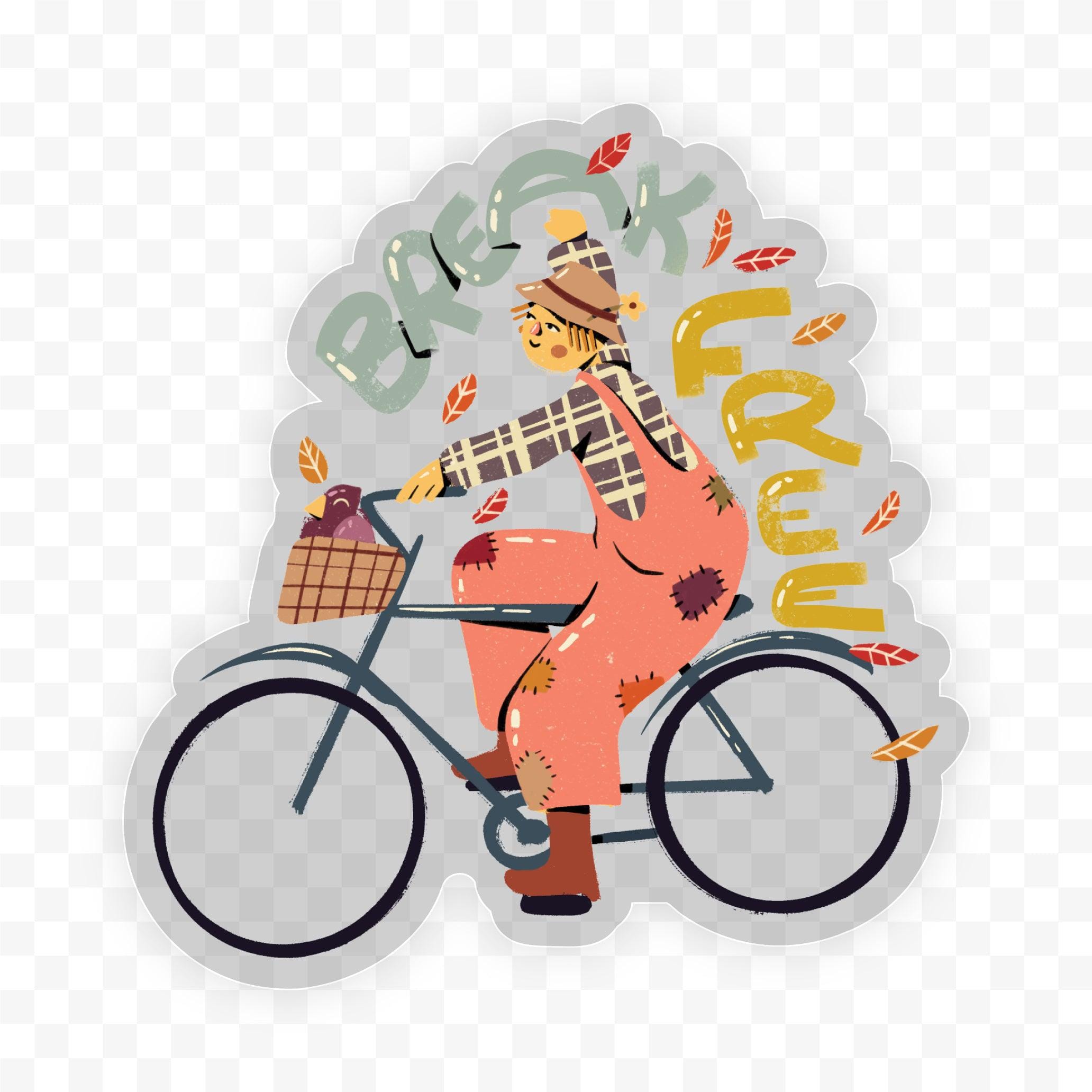  Break Free Autumn Scarecrow on Bike Clear Sticker、mySite、elrpsem3k