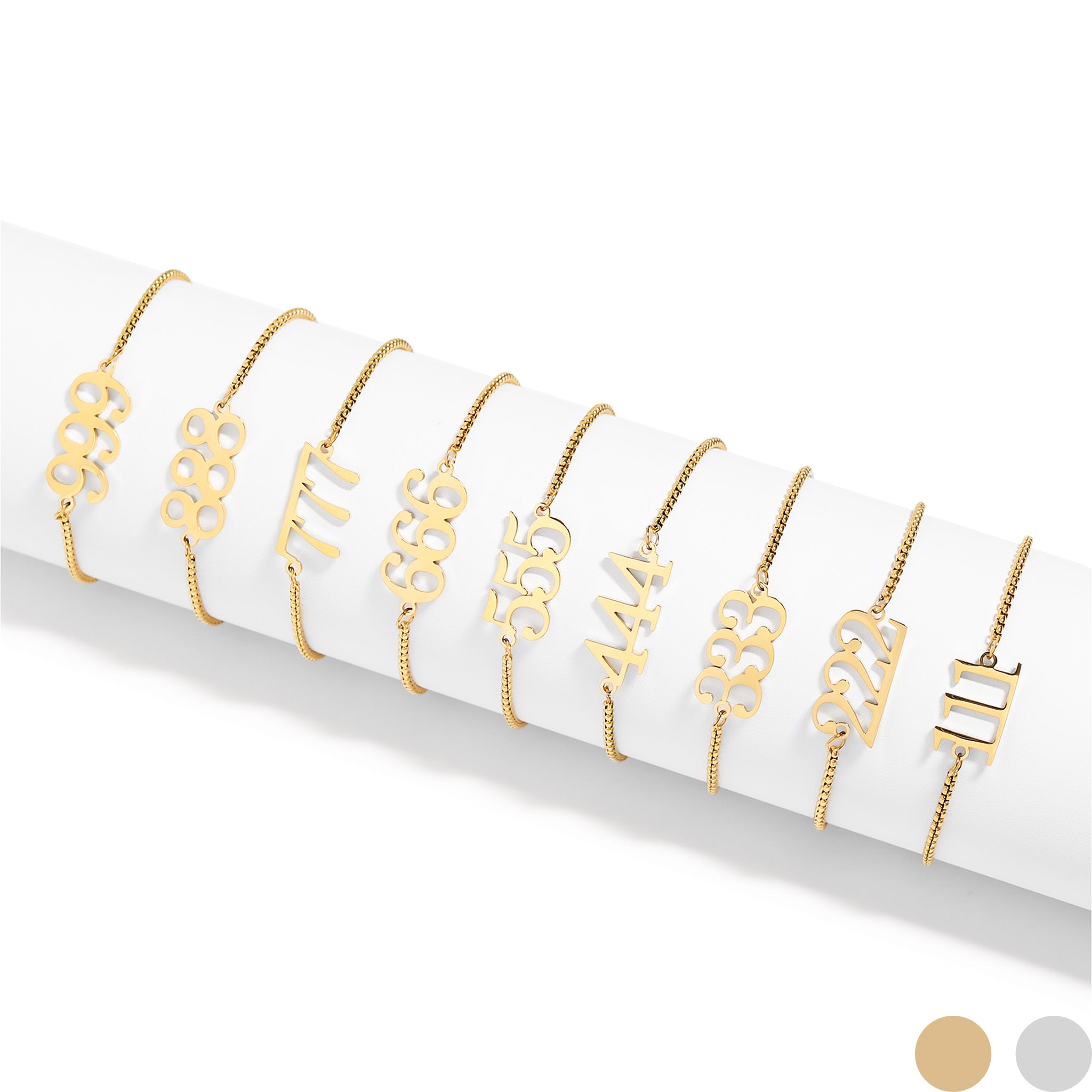 18K Gold PVD Stainless Steel Angel Number Bracelet / BRJ1003、mySite、dreamappss