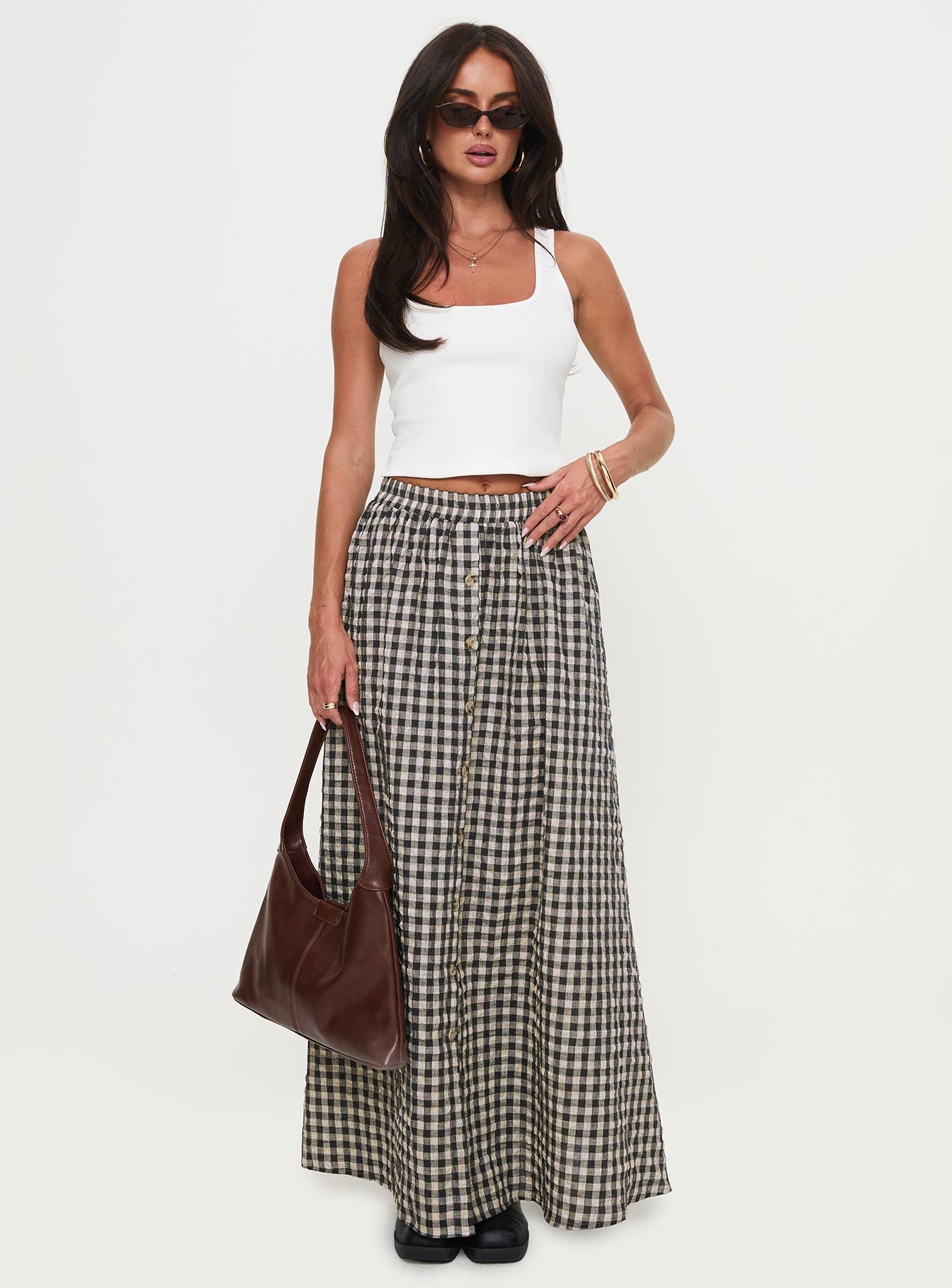 Cartmel Check Maxi Skirt Black / Cream、mySite、solidvoid