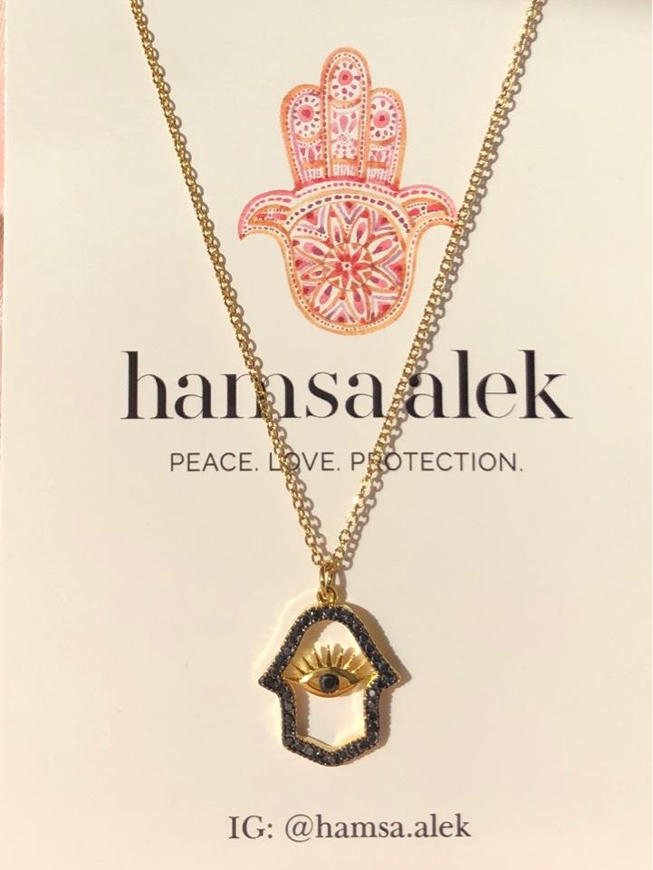 Jeweled Noir Evil Eye Hamsa Necklace、mySite、topwebapps