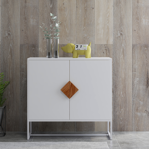 Solid wood square shape handle 2 doors sideboard、、casual