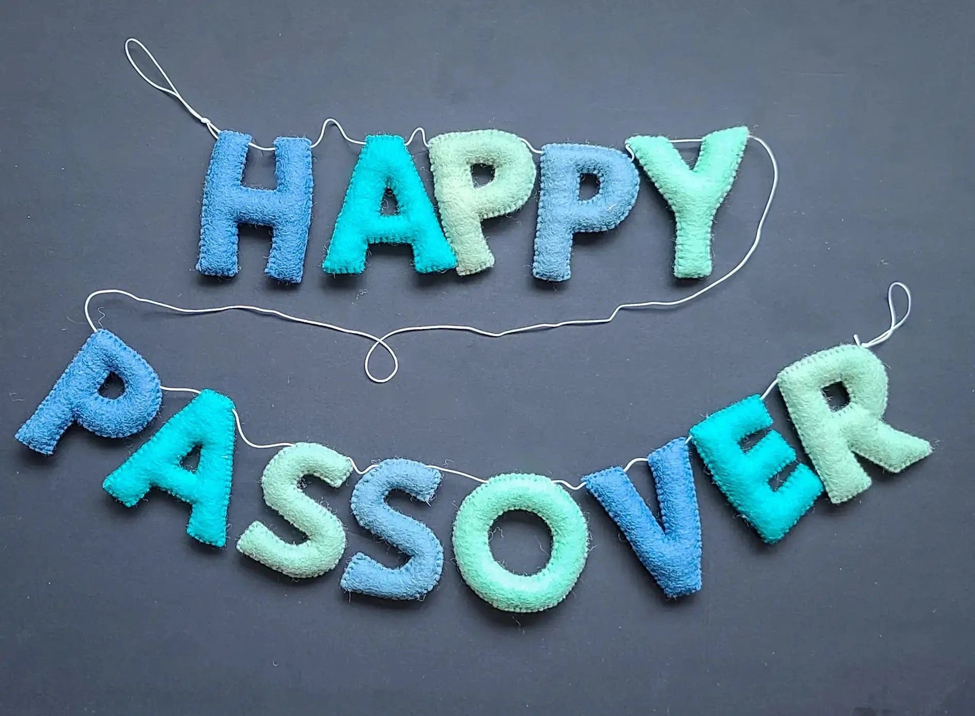 Handcrafted Happy Passover Felt Garland - Blue and Green、mySite、topwebapps