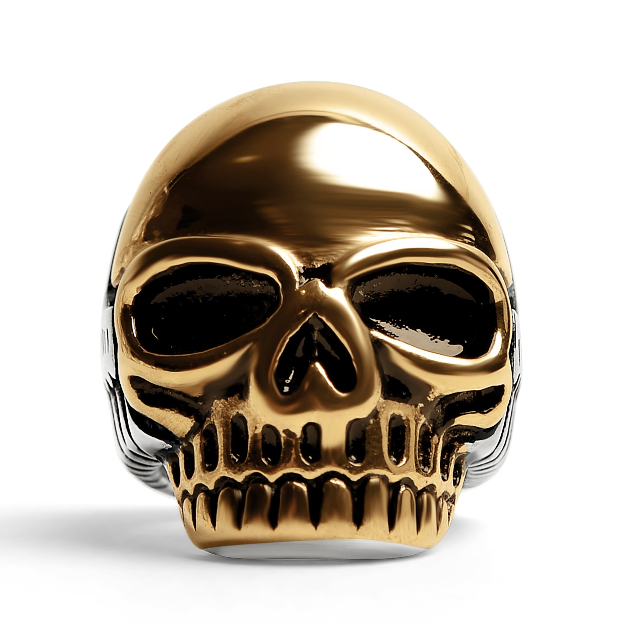 Stainless Steel And 18K Gold PVD Coated Skull Ring / SCR4102、mySite、dreamappss