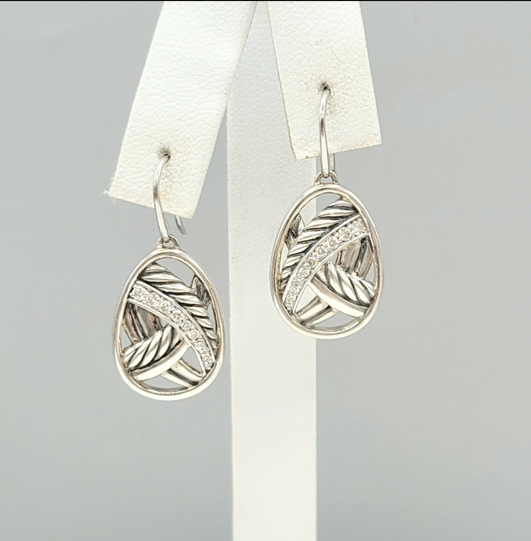 David Yurman Papyrus Crossover Drop Earrings Diamonds、mySite、hinf8tx79