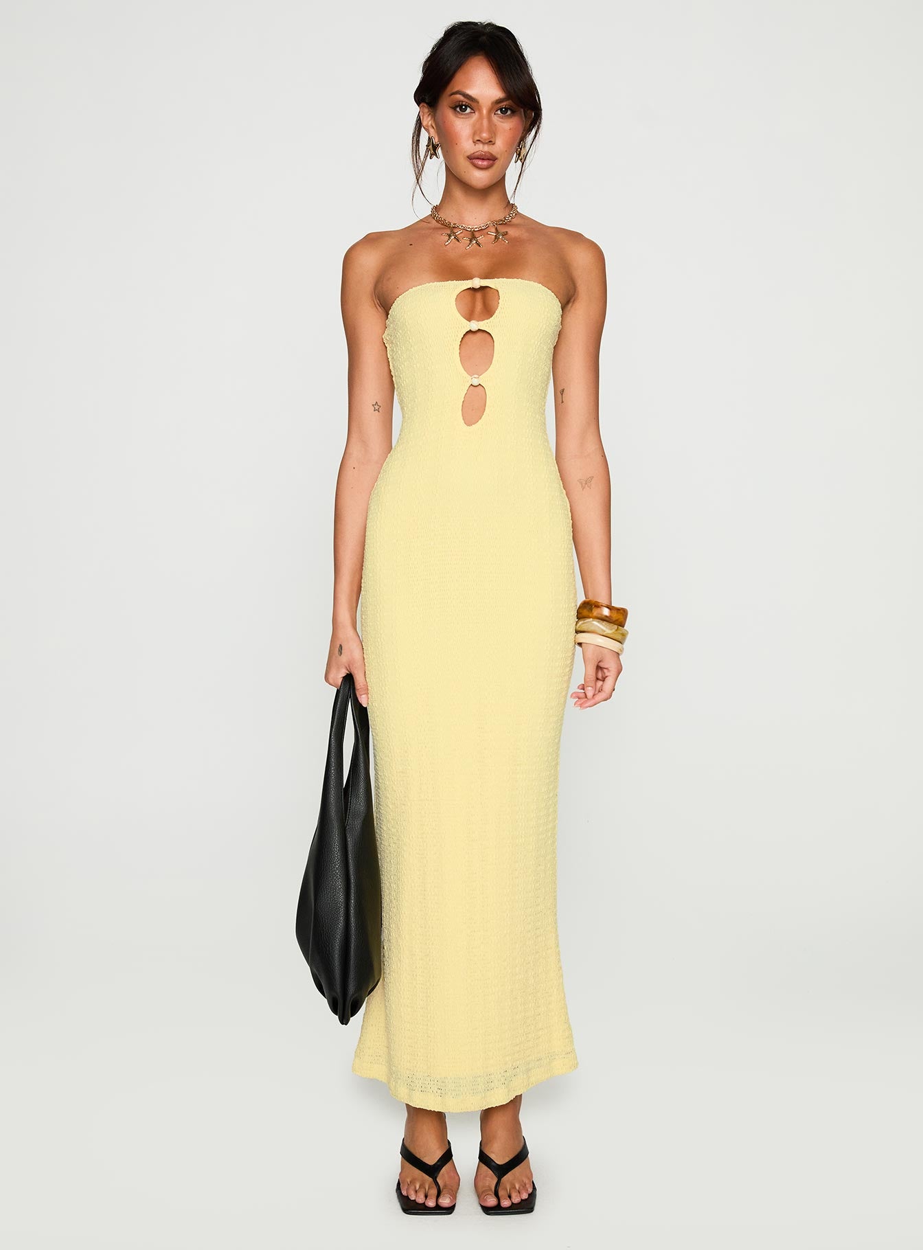 Saijana Strapless Maxi Dress Lemon、mySite、solidvoid