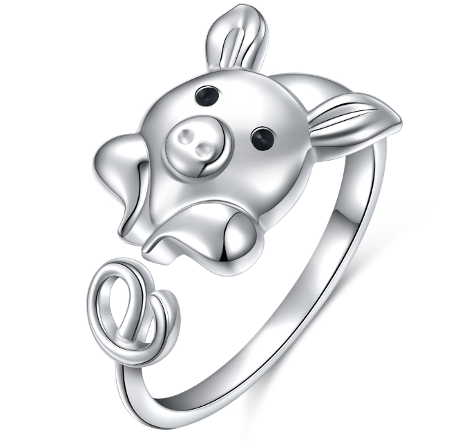 Rose Gold Plated Sterling Silver Piggy Ring and Post Earrings、mySite、g9winljtr