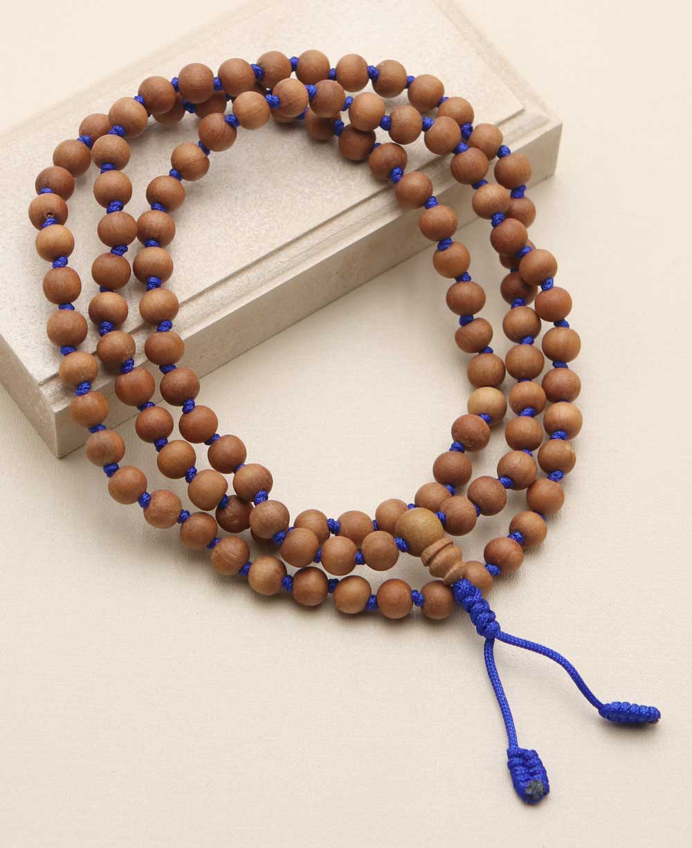 Fragrant Sandalwood Blue Knotted Meditation Mala、mySite、topwebapps