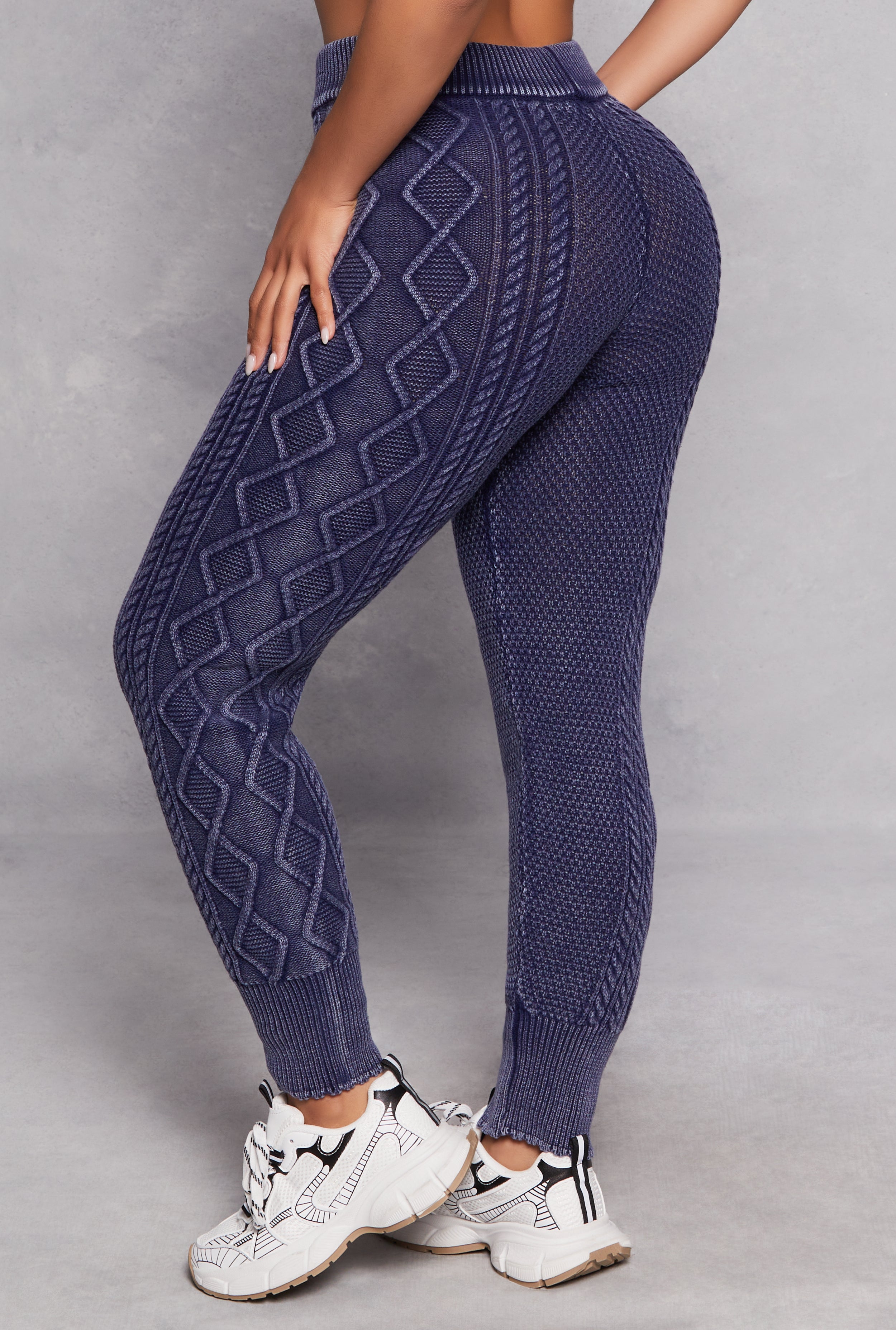 Acid Wash Cable Knit Joggers、mySite、camillekostekn