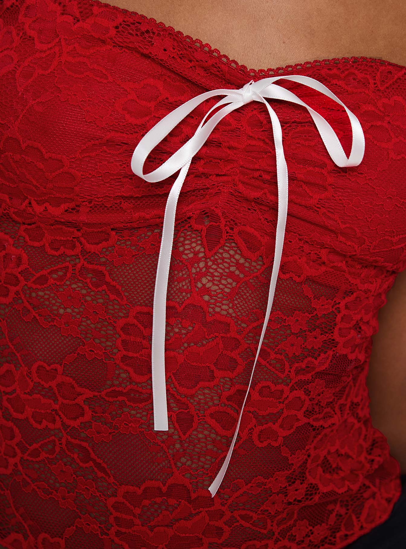 Winnick Strapless Lace Top Red、mySite、solidvoid