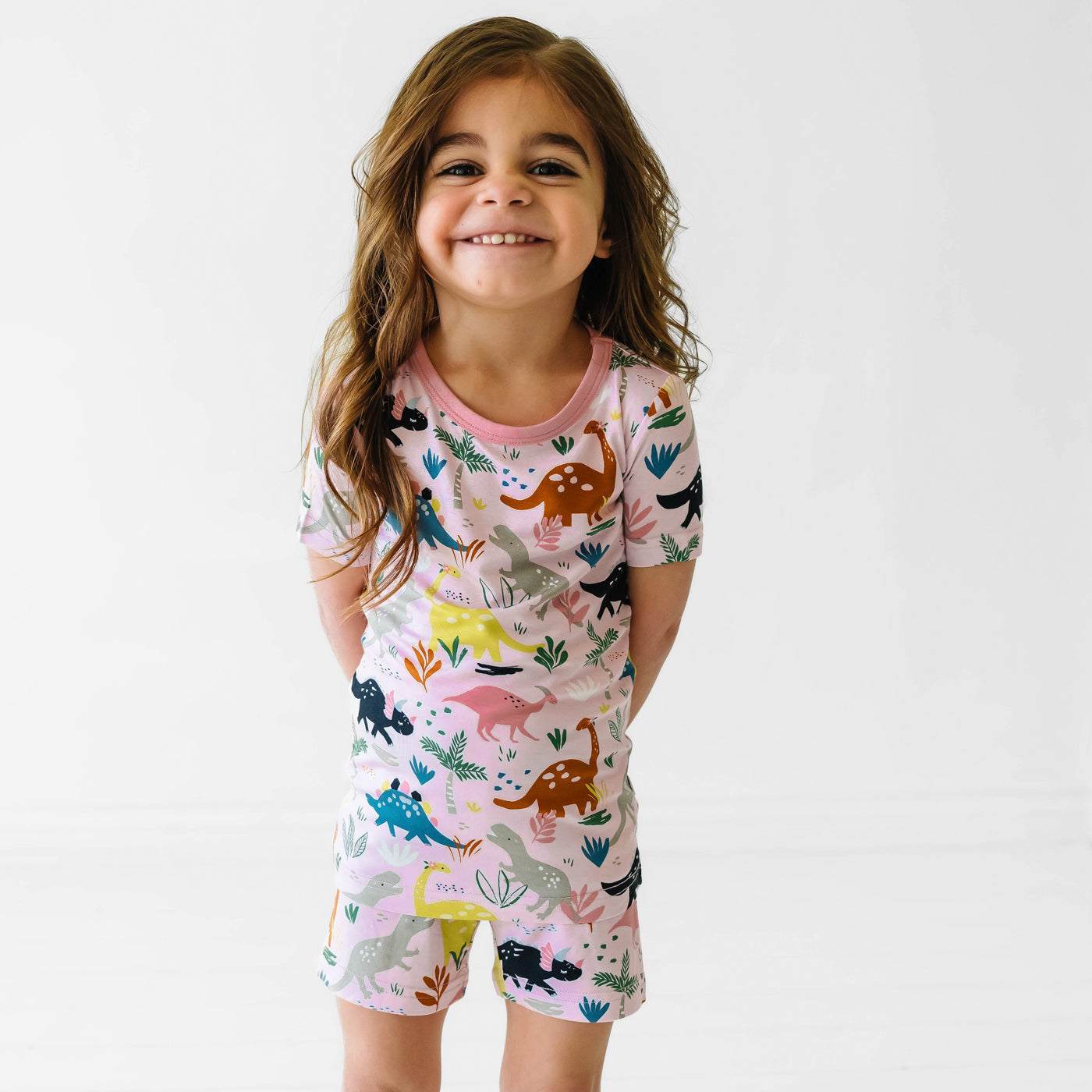  Pink Jurassic Jungle Two-Piece Short Sleeve & Shorts Pajama Set、mySite、layawaytickets