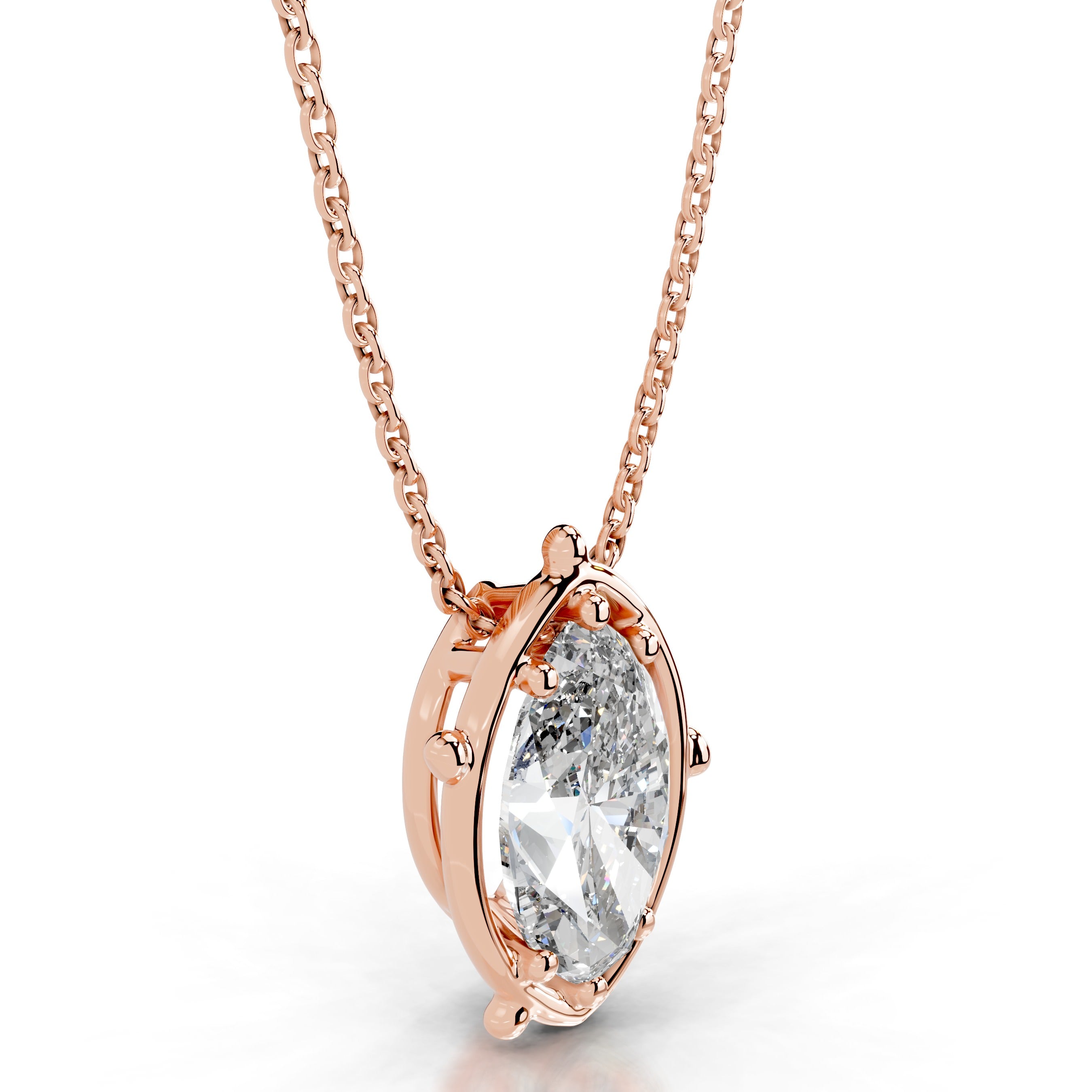 Rooted in Love Marquise Lab Grown Diamond Necklace - 14K Rose Gold、mySite、hinf8tx79