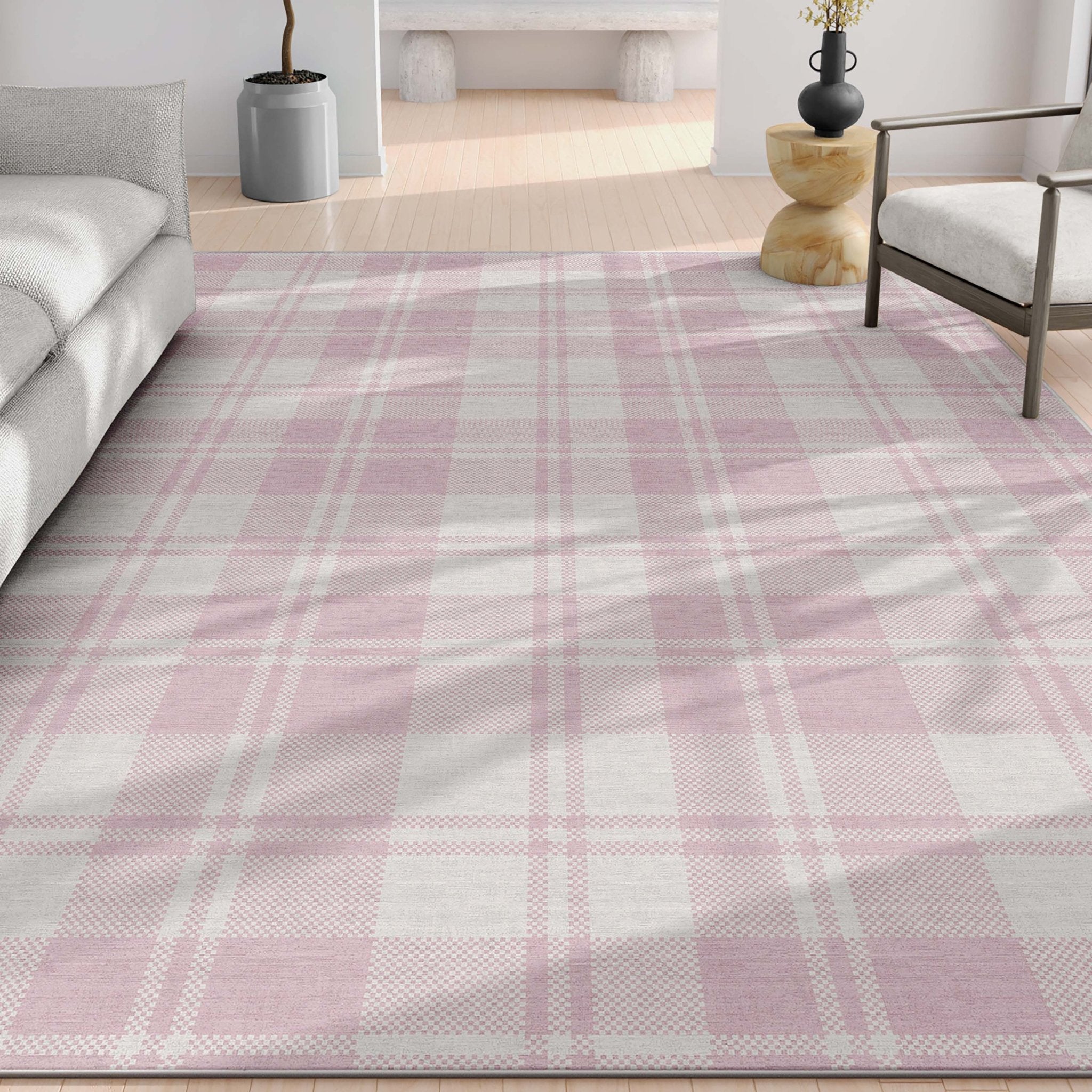 Plaid Modern Geometric Boxes Flat-Weave Rug、mySite、gigharbornorthrealestate