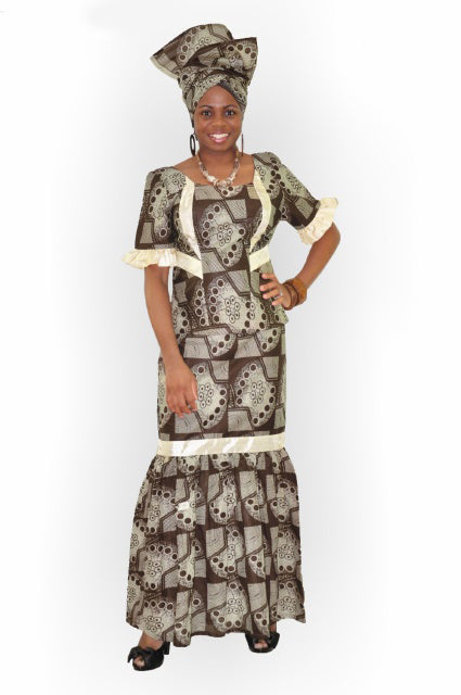 2pc Brown and Beige African Print Skirt Set、mySite、solidvoid
