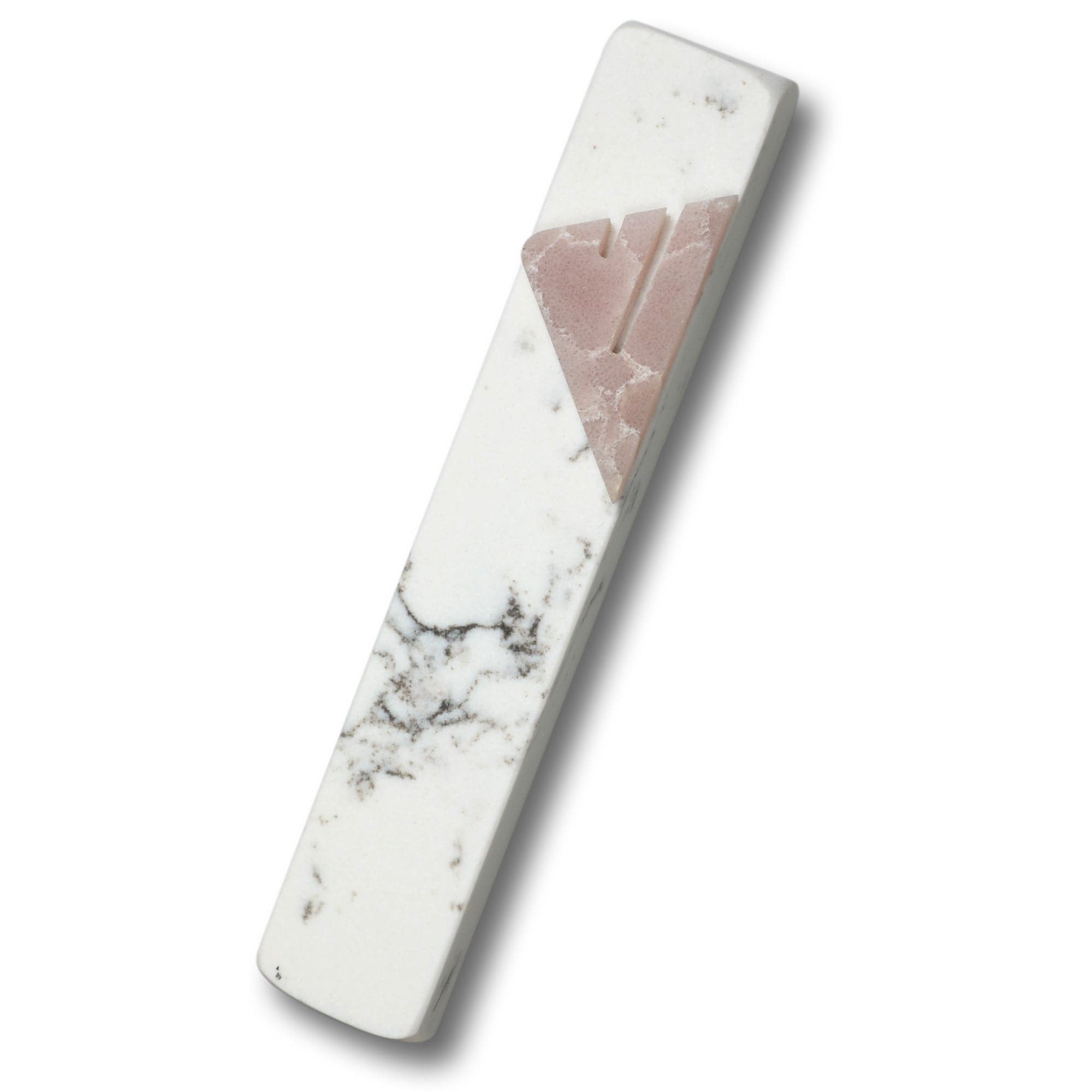 Carrara Marble Mezuzah with Pink Quartz Shin、mySite、topwebapps
