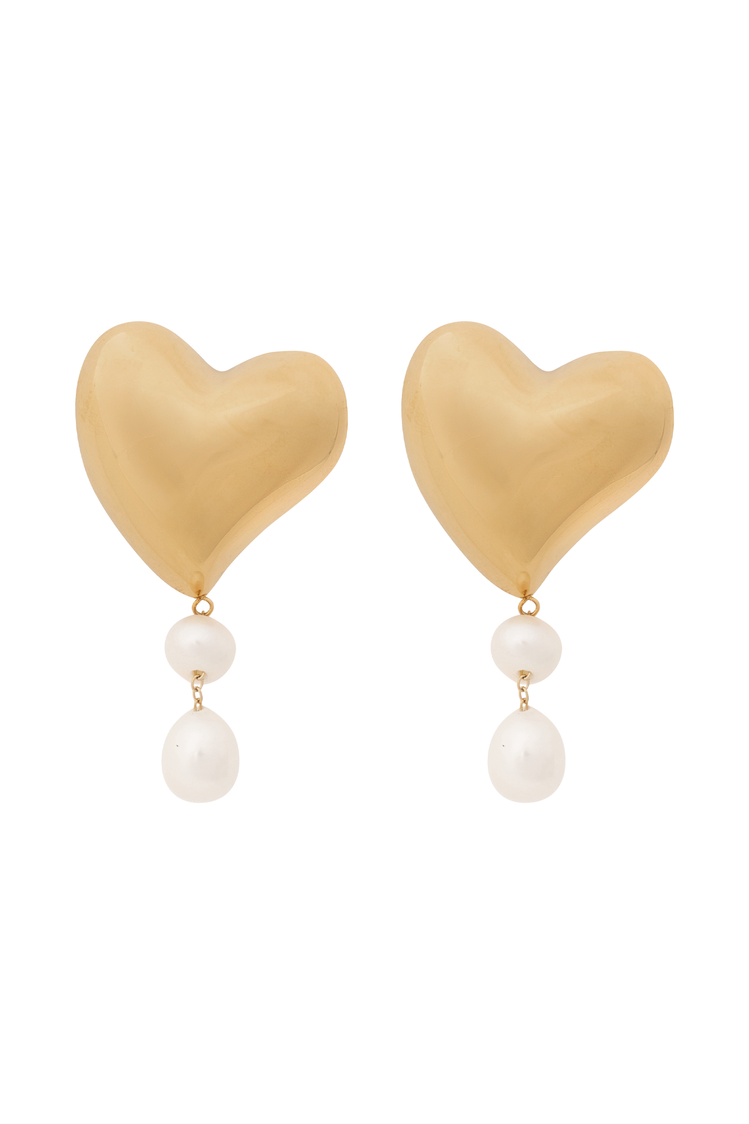 Kiara Heart Pearl Drop Earrings - Gold、mySite、solidvoid