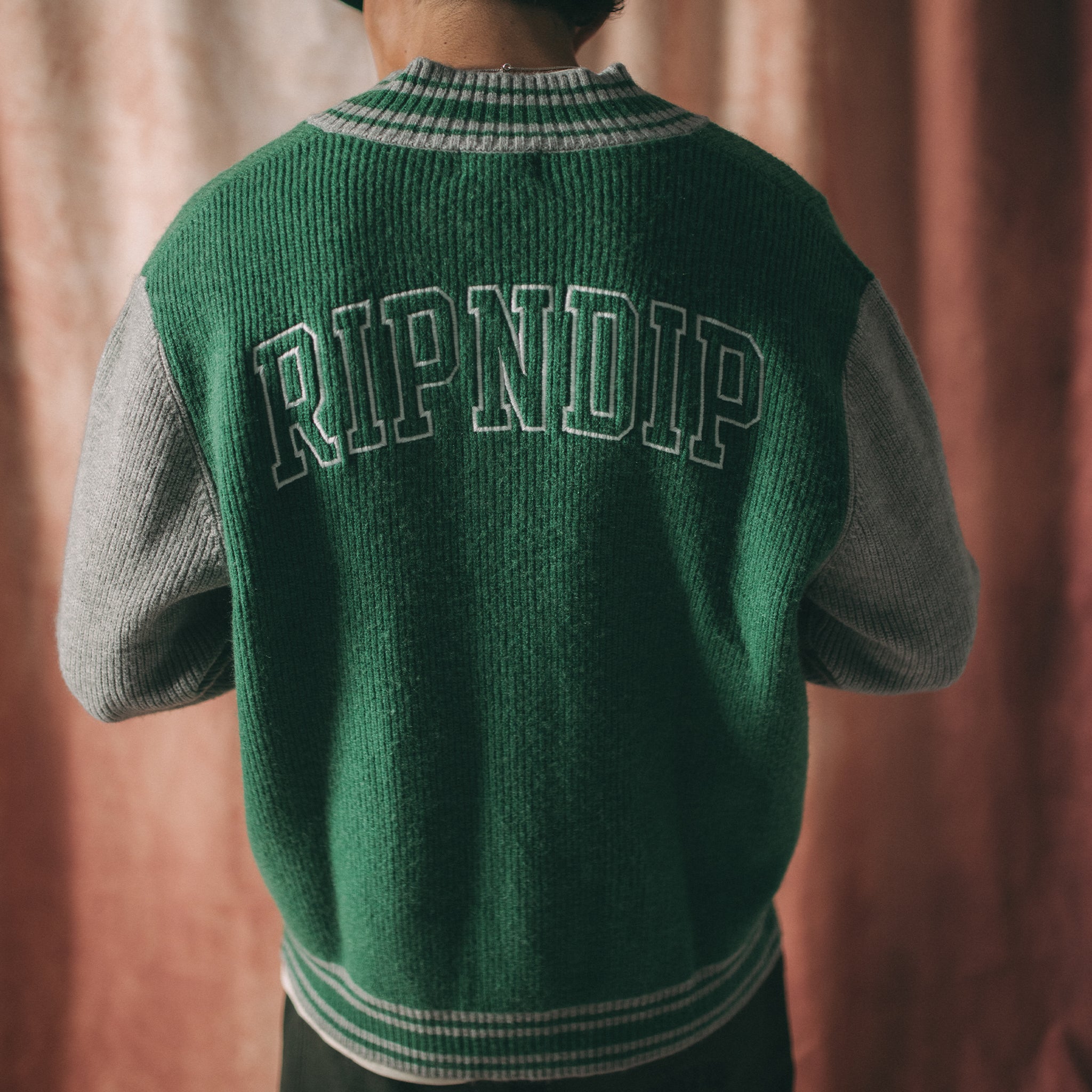 Team Spirit Varsity Cardigan (Green/Grey)、mySite、merchandisen