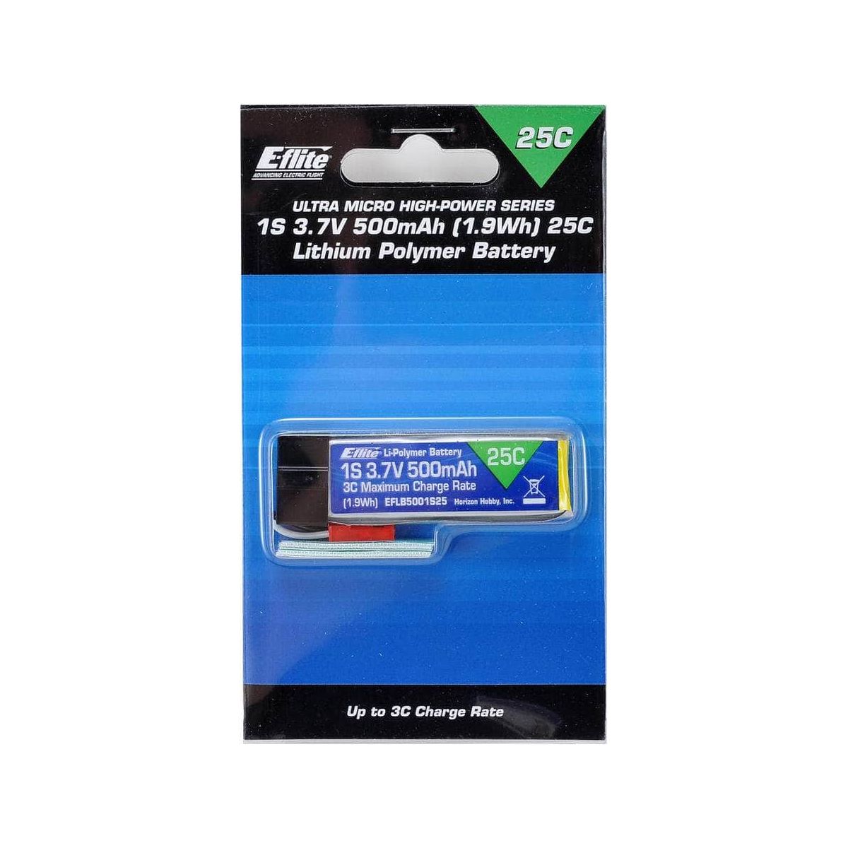  EFLB5001S25, E-flite 1S 25C LiPo Battery Pack (3.7V/500mAh) w/JST Connector、mySite、merchandisen
