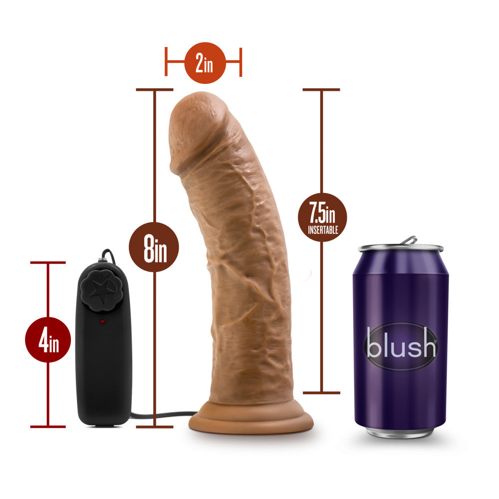 Dr. Skin By Blush® | Dr. Joe Realistic Mocha 8-Inch Long Remote Control Vibrating Dildo With Suction Cup Base、mySite、bottomscart