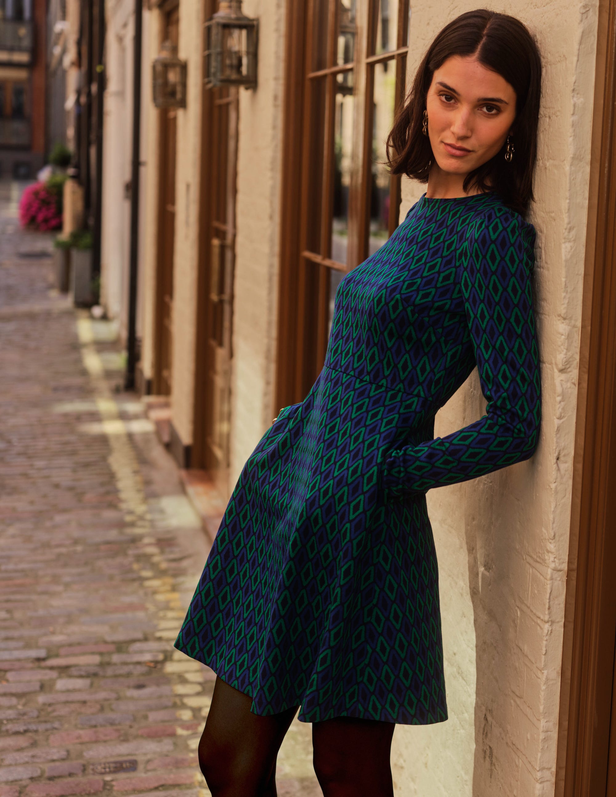  Jacquard A-Line Short Dress-Atlantic, Azure Jacquard、mySite、ashleygrahame