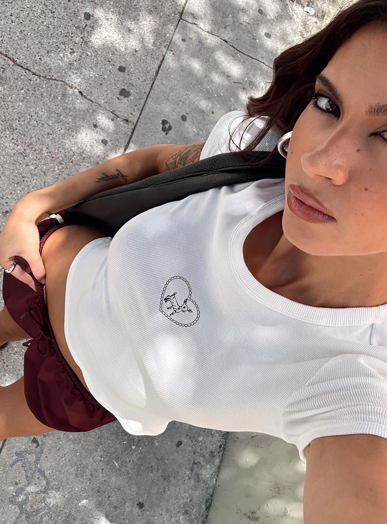 Baseline Rib Tee Oh Deer White、mySite、solidvoid