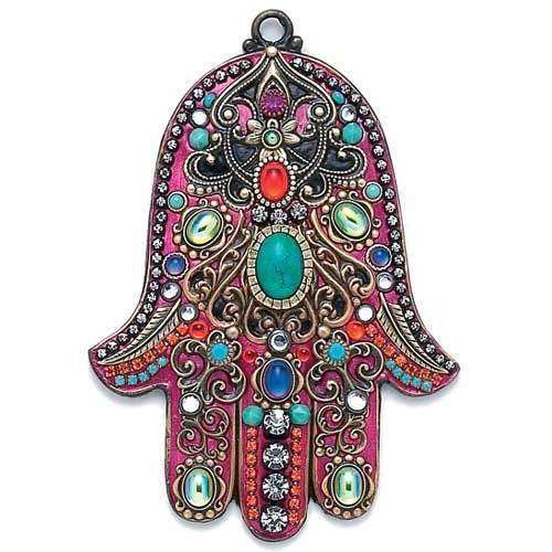 Michal Golan Pink and Multi Color Wall Hamsa、mySite、topwebapps
