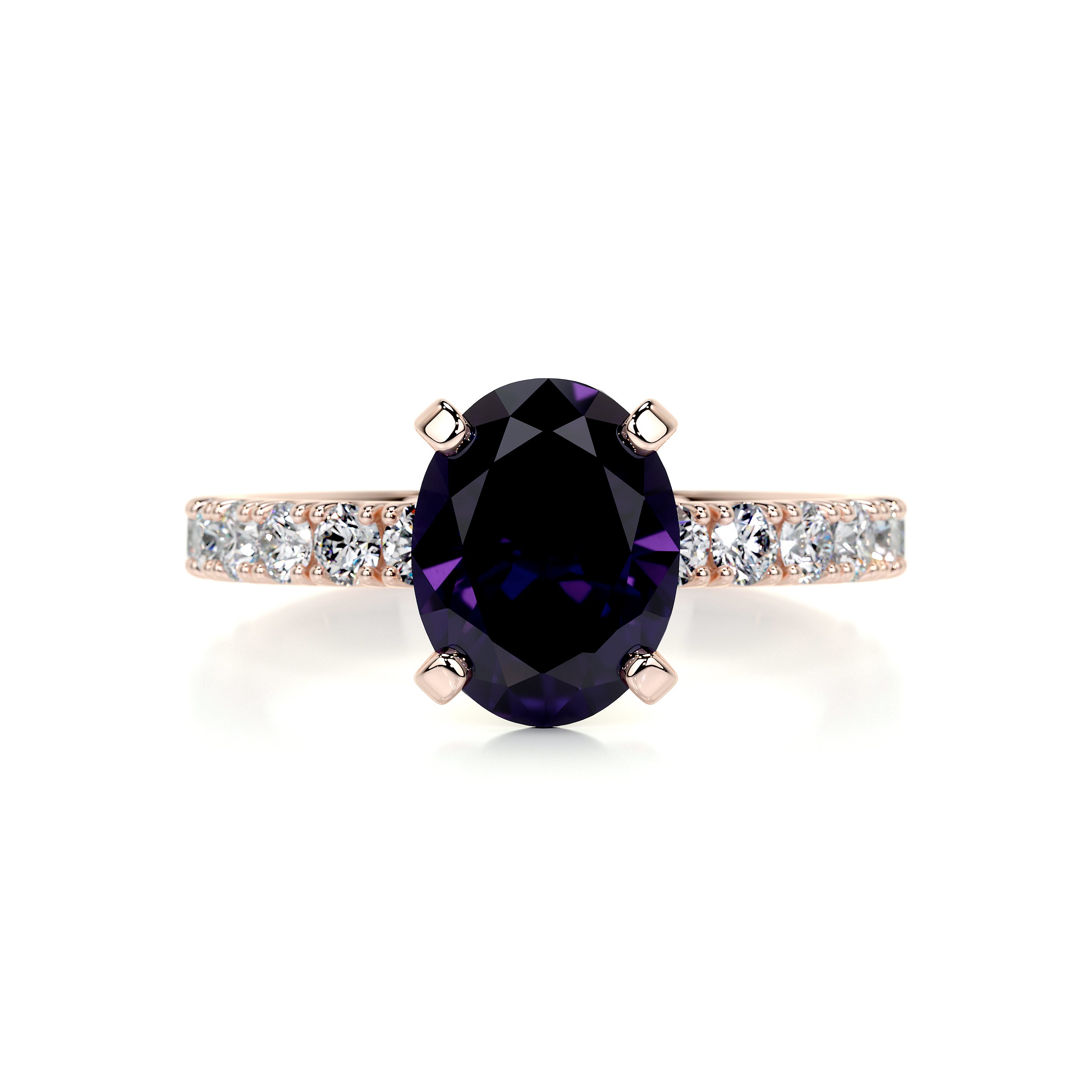 Alison Gemstone & Diamonds Ring (3 Carat) -14K Rose Gold、mySite、hinf8tx79