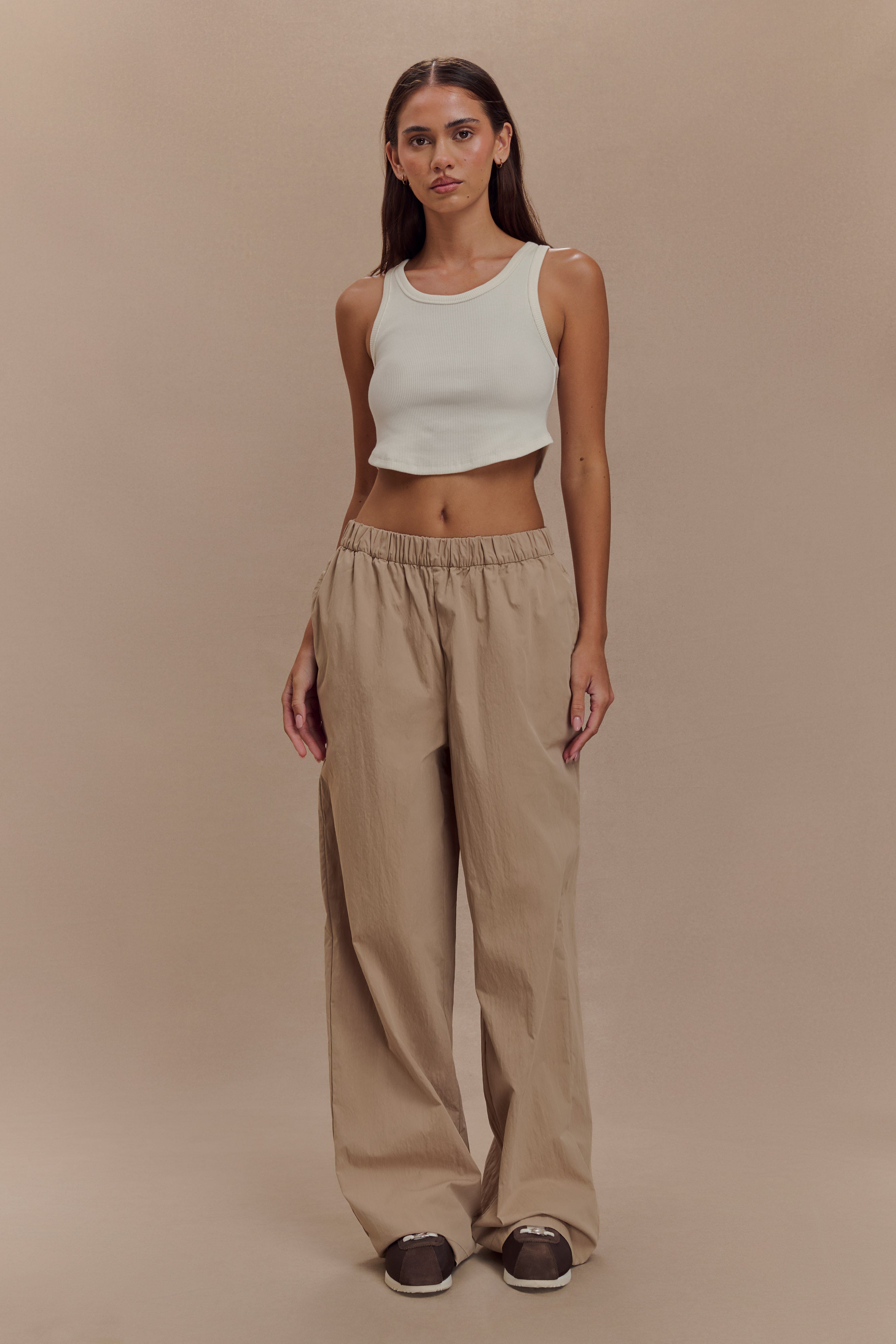 Campbell Cotton Wide Leg Pants - Sand、mySite、solidvoid