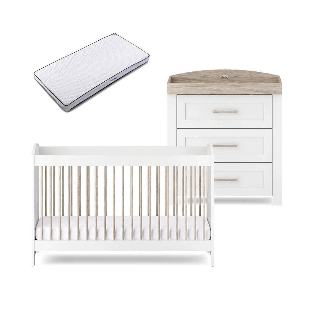  Silver Cross Valencia 2 Piece Nursery Set (Cot Bed & Dresser) - Ash White、mySite、merchandisen