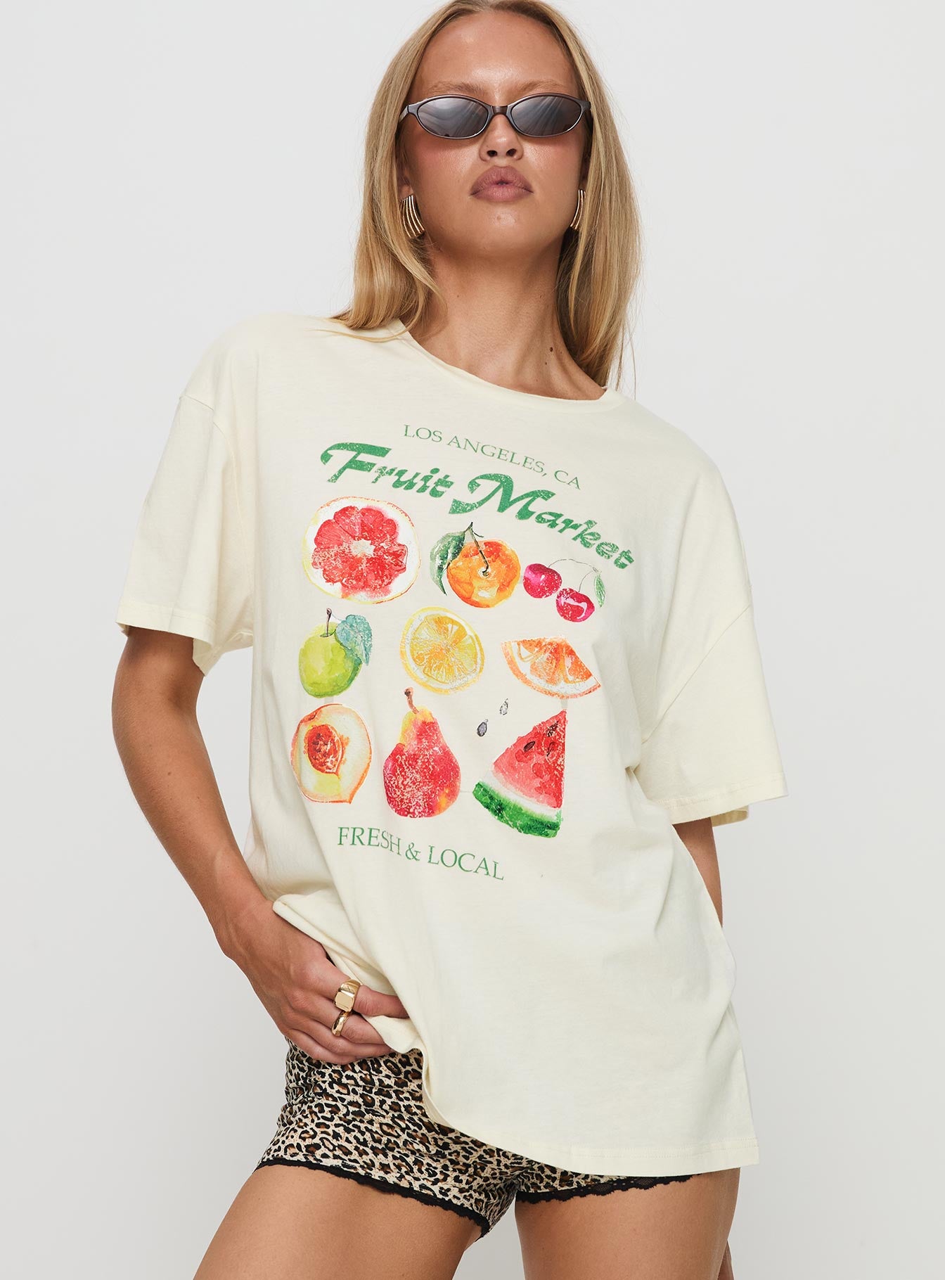 Fruit Market Oversized Tee White、mySite、solidvoid