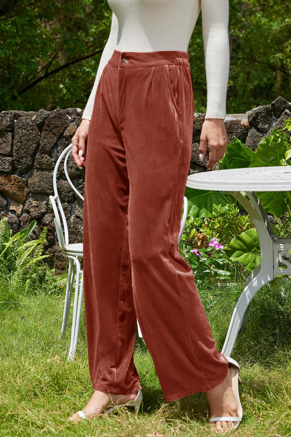  Velvet Wide Leg Pants with Pockets、mySite、justintrudeaud